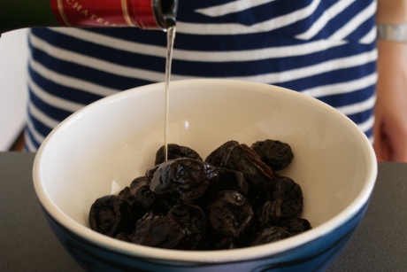 brandy poured on prunes