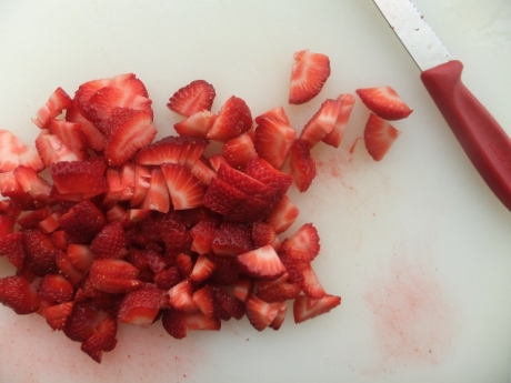 Diced strawberries